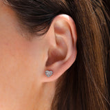 Baguette CZ Heart Studs Silver Plated, Cubic Zirconia