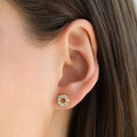 Circle Crystal Studs Gold Plated, Crystal
