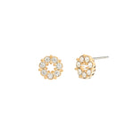 Circle Crystal Studs Gold Plated, Crystal