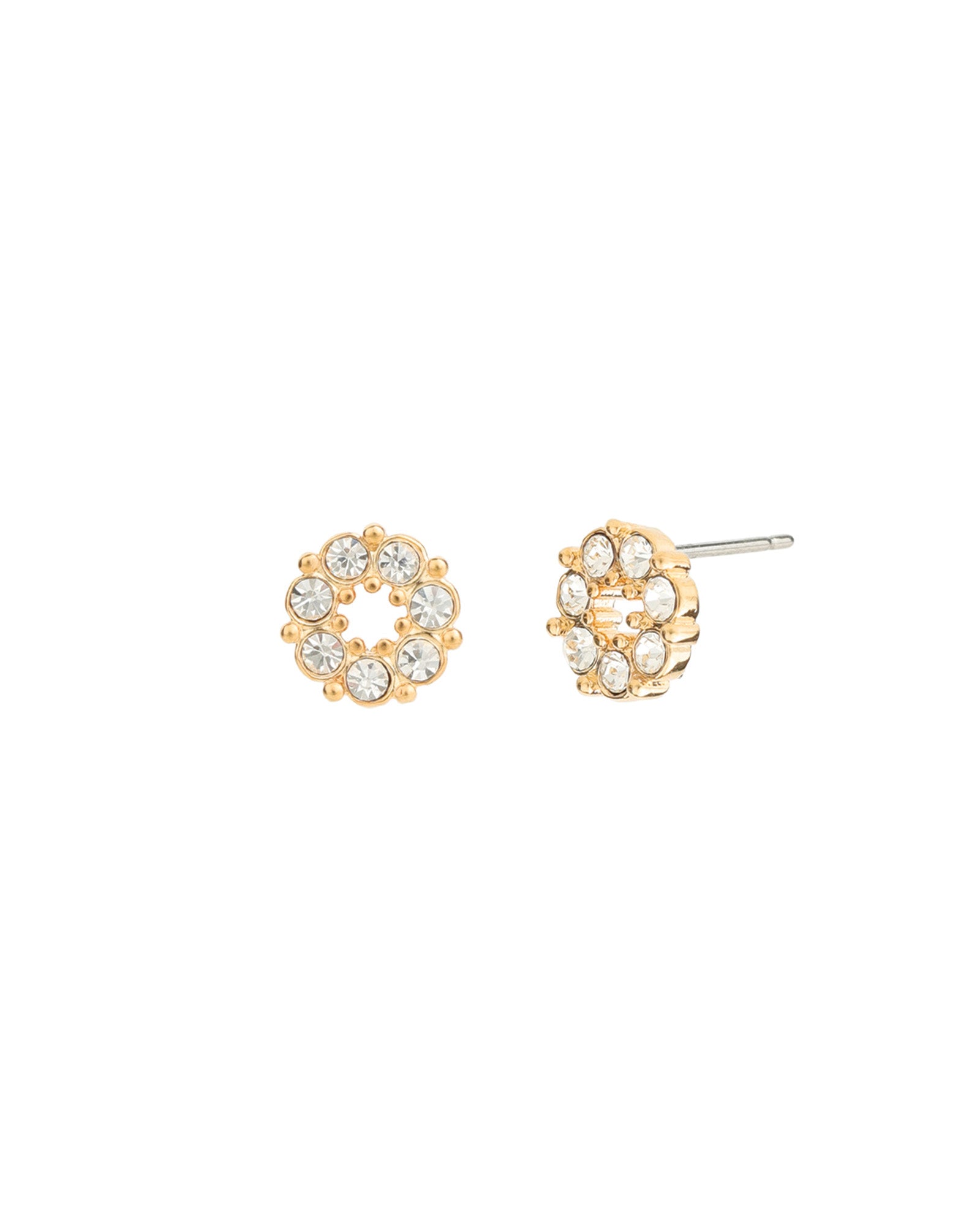 Circle Crystal Studs Gold Plated, Crystal