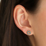 Circle Crystal Studs Gold Plated, Montana Crystal