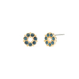 Circle Crystal Studs Gold Plated, Montana Crystal