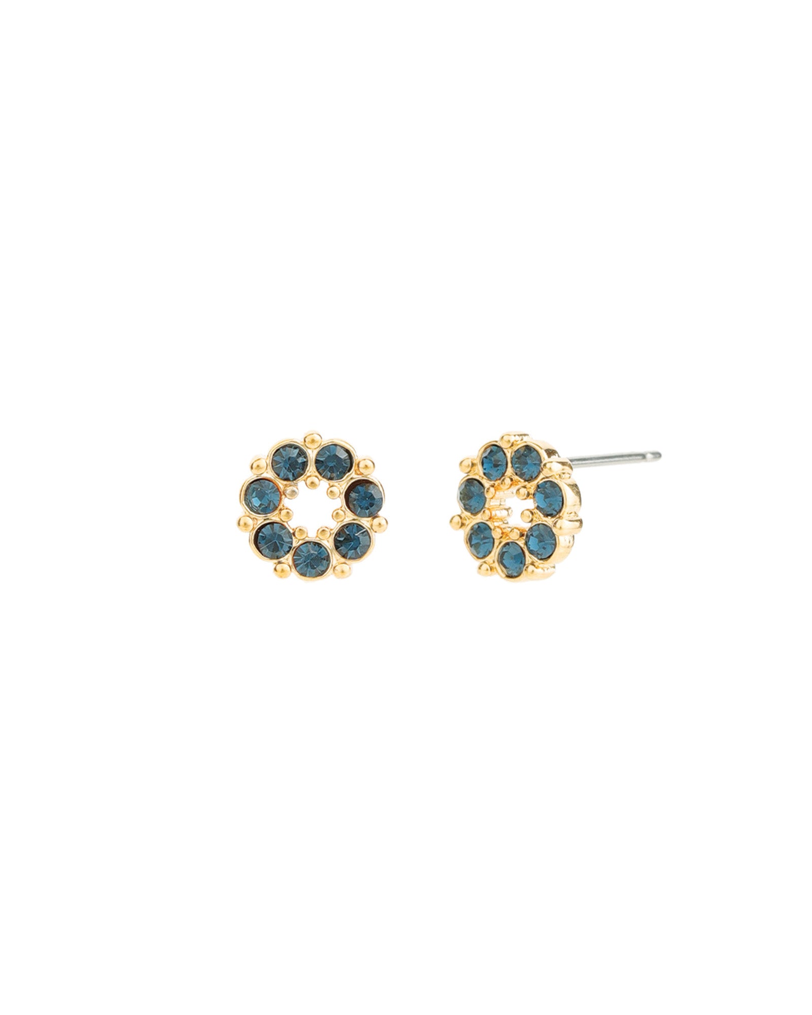 Circle Crystal Studs Gold Plated, Montana Crystal
