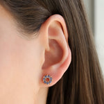 Circle Crystal Studs Gold Plated, Tanzanite Crystal