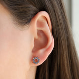 Circle Crystal Studs Gold Plated, Tanzanite Crystal