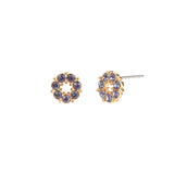 Circle Crystal Studs Gold Plated, Tanzanite Crystal