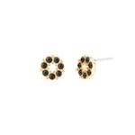 Circle Crystal Studs Gold Plated, Jet Crystal