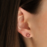 Circle Crystal Studs Gold Plated, Siam Crystal