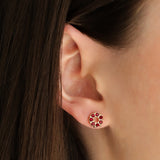 Circle Crystal Studs Gold Plated, Siam Crystal