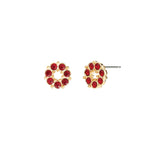 Circle Crystal Studs Gold Plated, Siam Crystal