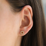 Circle Crystal Studs Gold Plated, Light Peach  Crystal