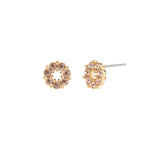 Circle Crystal Studs Gold Plated, Light Peach  Crystal