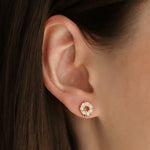 Circle Crystal Studs Gold Plated, Rose Water Opal Crystal