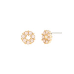 Circle Crystal Studs Gold Plated, Rose Water Opal Crystal