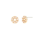 Circle Crystal Studs Gold Plated, Rose Water Opal Crystal