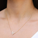3 Petal Pavé Necklace Gold Plated, White Crystal