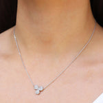 3 Petal Pavé Necklace Silver Plated, White Crystal