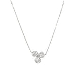 3 Petal Pavé Necklace Silver Plated, White Crystal