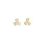 Weekend Ritual-3 Petal Pavé Studs-Earrings-Gold Plated, White Crystal-Blue Ruby Jewellery-Vancouver Canada