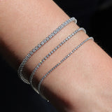 Round Crystal Tennis Bracelet | 1.3mm Silver Plated, White Crystal
