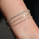 Round Crystal Tennis Bracelet | 1.3mm Gold Plated, White Crystal