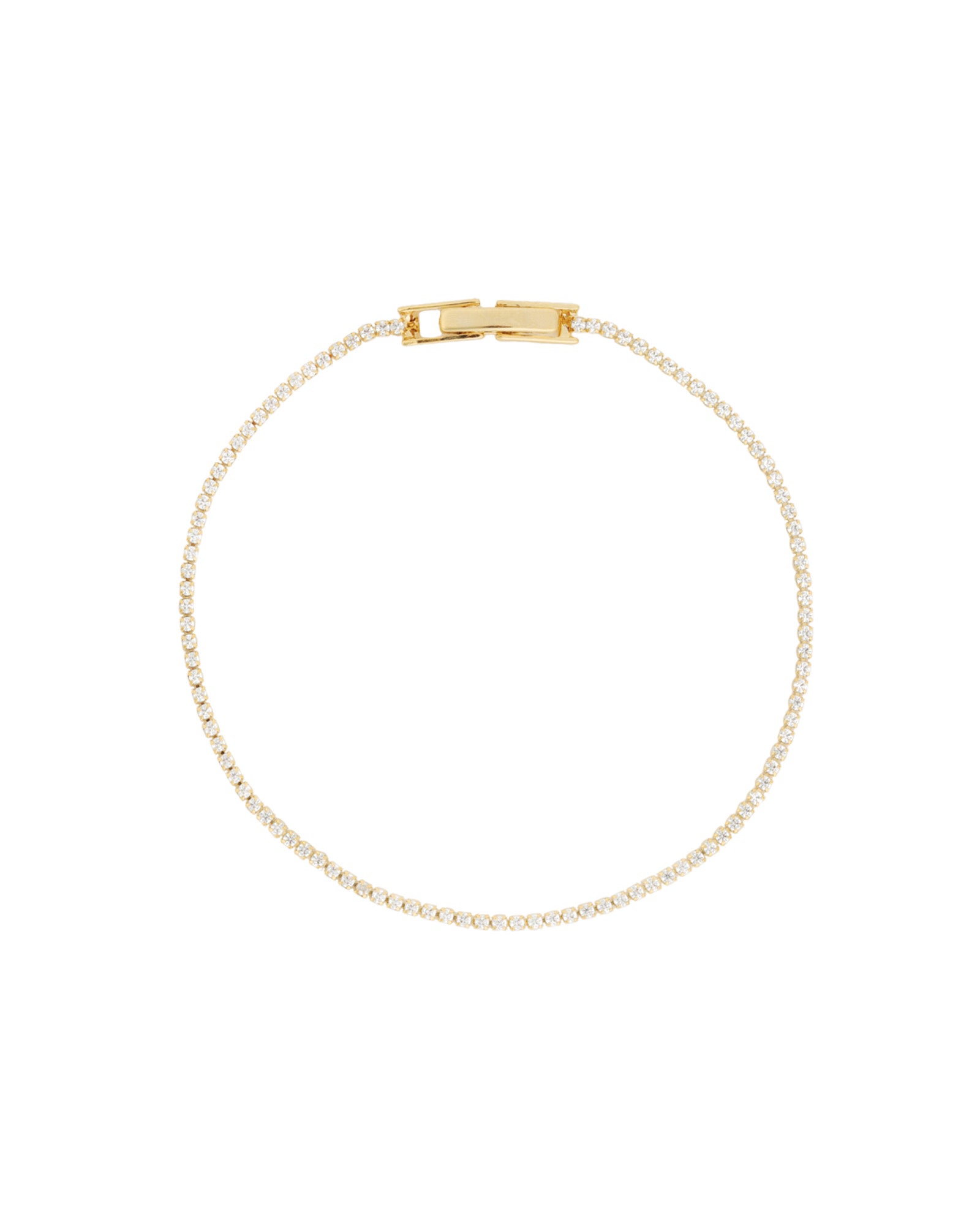 Round Crystal Tennis Bracelet | 1.3mm Gold Plated, White Crystal