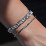 Crystal Pull Bracelet | 2mm Silver Plated, White Crystal