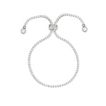 Crystal Pull Bracelet | 2mm Silver Plated, White Crystal