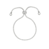 Crystal Pull Bracelet | 2mm Silver Plated, White Crystal