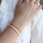 Crystal Pull Bracelet | 2mm Gold Plated, White Crystal