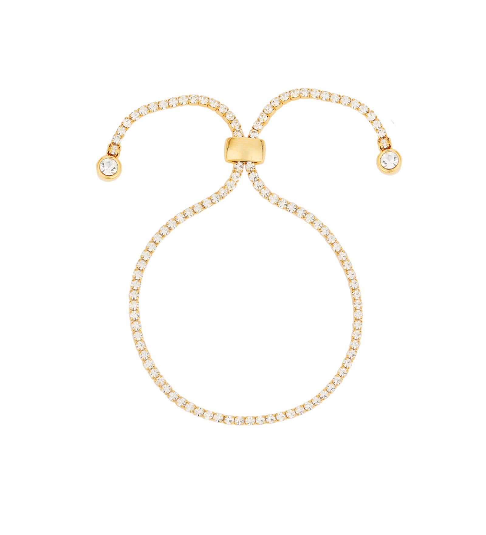 Crystal Pull Bracelet | 2mm Gold Plated, White Crystal