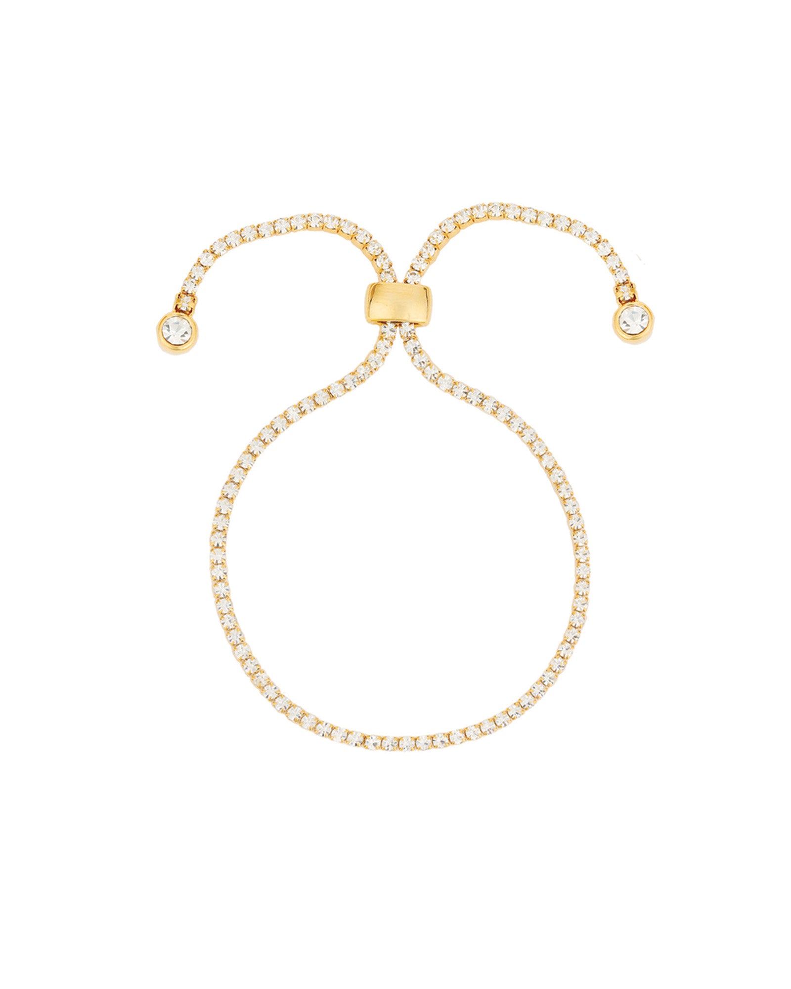 Crystal Pull Bracelet | 2mm Gold Plated, White Crystal