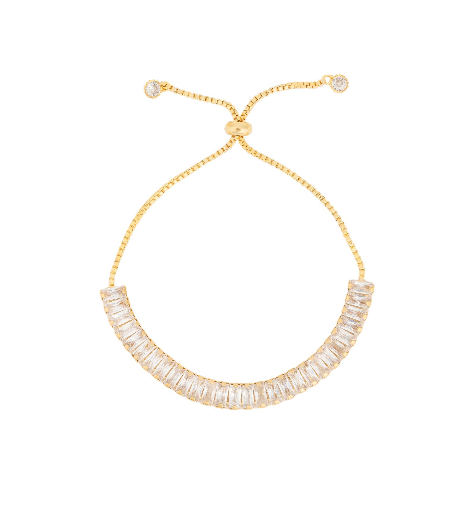 Baguette Pull Bracelet Gold Plated, Cubic Zirconia