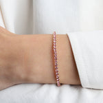 1 Row 3mm Crystal Stretch Bracelet Gold Plated, Light Rose Crystal