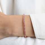 1 Row 3mm Crystal Stretch Bracelet Gold Plated, Light Rose Crystal