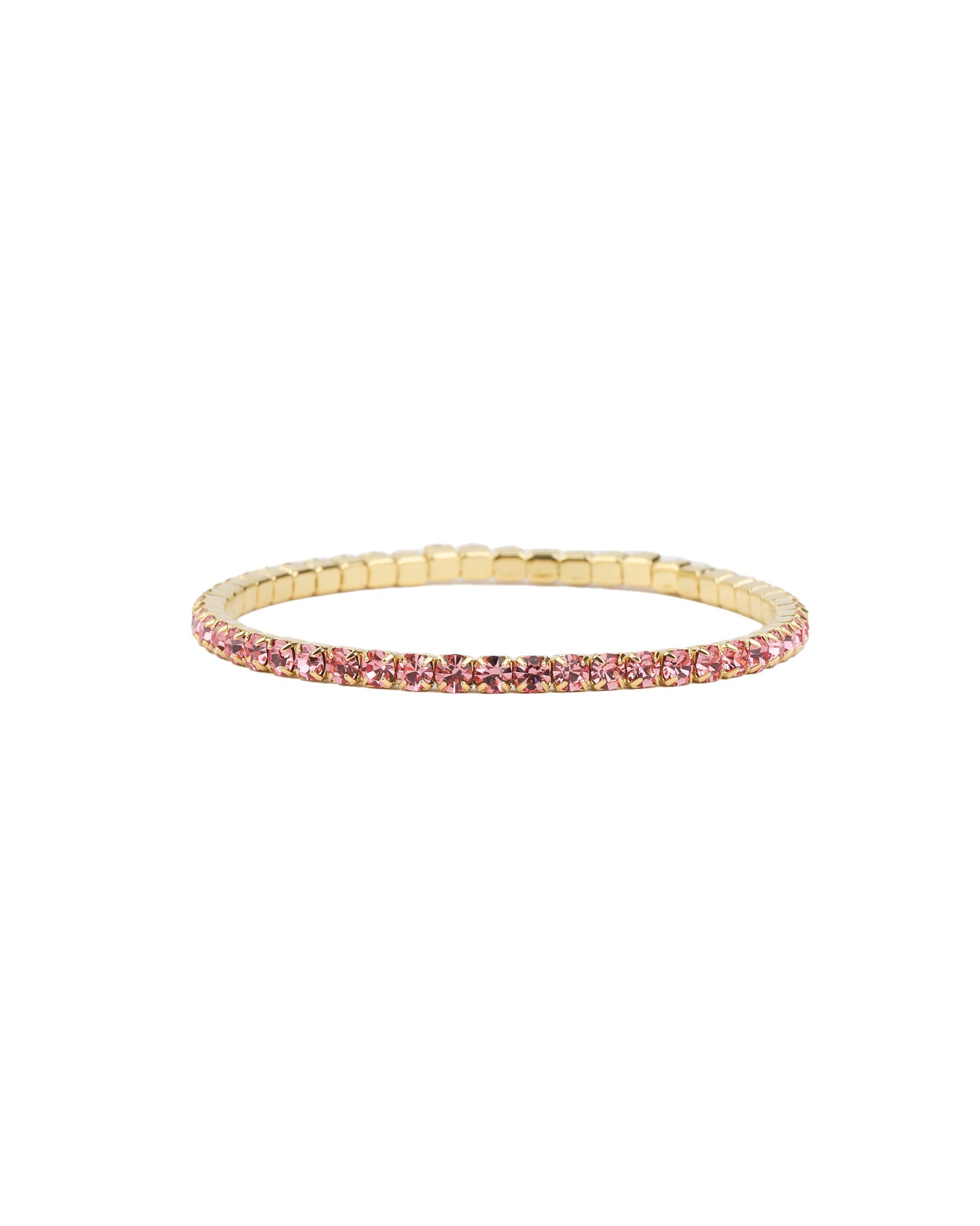 1 Row 3mm Crystal Stretch Bracelet Gold Plated, Light Rose Crystal