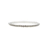 1 Row 3mm Crystal Stretch Bracelet Silver Plated, Black Diamond Crystal