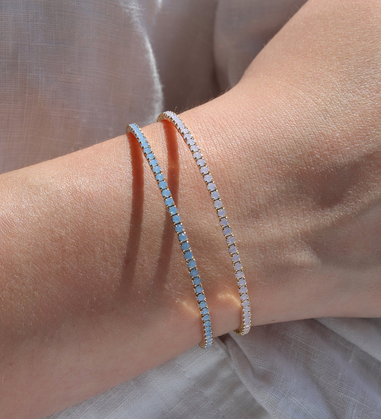 1 Coil Crystal Cuff Gold Plated, Rose Water Opal Crystal