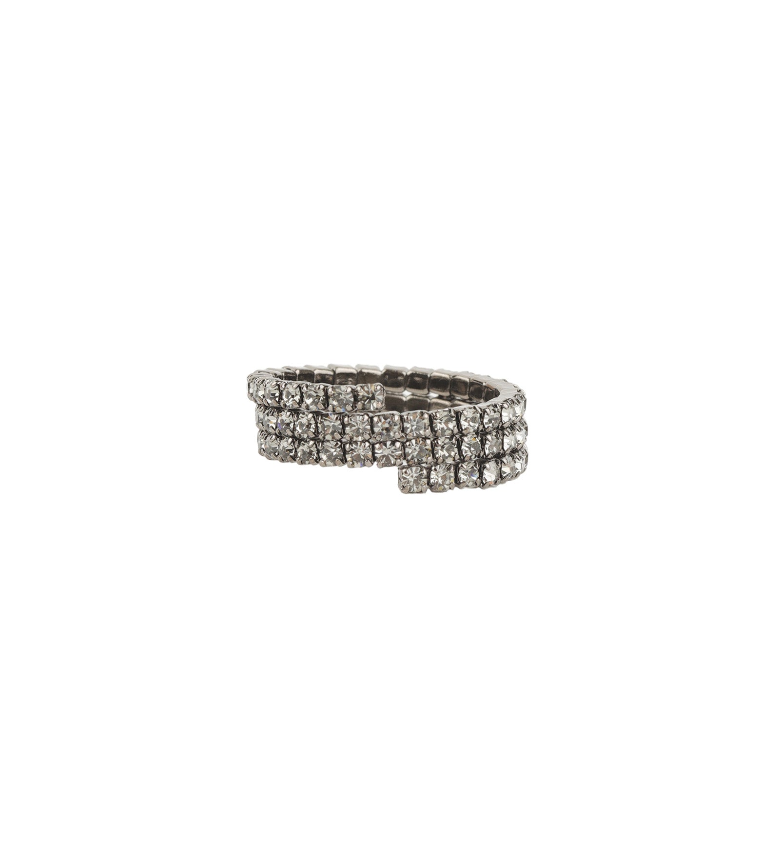 3 Row Coil Crystal Ring Gunmetal Plated, Light Smokey Topaz Crystal