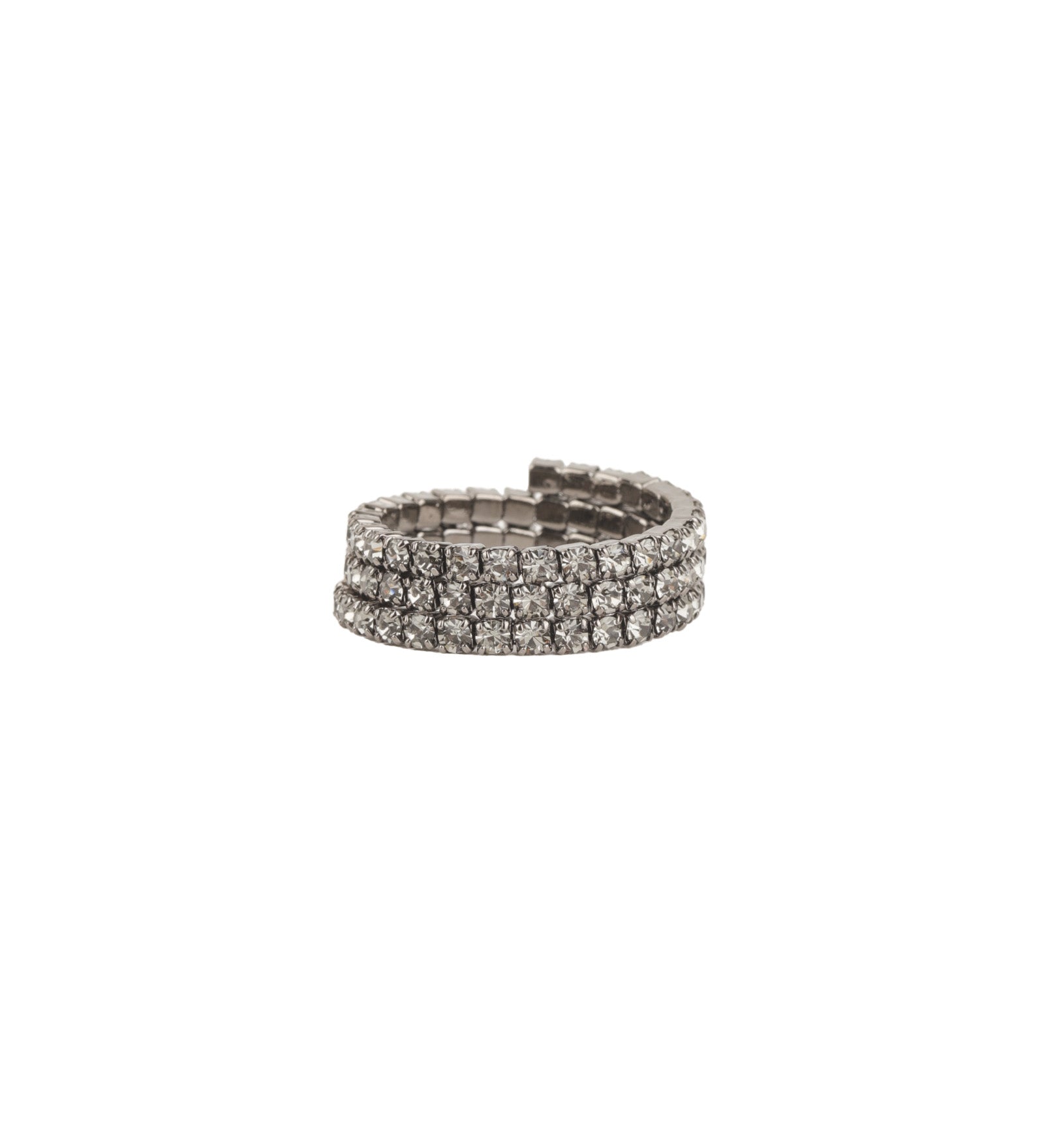 3 Row Coil Crystal Ring Gunmetal Plated, Light Smokey Topaz Crystal