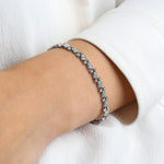 Lace Crystal Cluster Bracelet Silver Plated, White Crystal