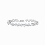 Lace Crystal Cluster Bracelet Silver Plated, White Crystal