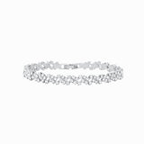 Lace Crystal Cluster Bracelet Silver Plated, White Crystal