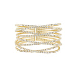 Weekend Ritual-8 Row Crystal Cuff-Bracelets-Gold Plated, White Crystal-Blue Ruby Jewellery-Vancouver Canada