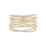 Weekend Ritual-8 Row Crystal Cuff-Bracelets-Gold Plated, White Crystal-Blue Ruby Jewellery-Vancouver Canada