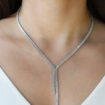 Baguette CZ Lariat Silver Plated, Cubic Zirconia