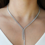Baguette CZ Lariat Silver Plated, Cubic Zirconia