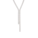 Baguette CZ Lariat Silver Plated, Cubic Zirconia