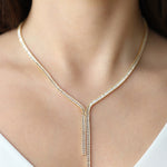 Baguette CZ Lariat Gold Plated, Cubic Zirconia
