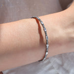 Baguette Round Crystal Bracelet Gunmetal Plated, White Crystal